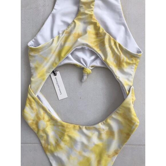 Lovers + Friends Elisa Yellow Cut Out Tie Dye One Piece Swimsuit - Picture 8 of 11